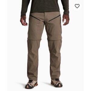 Kuhl renegade convertible pants mens size 42 x 34 brown outdoors workwear hiking